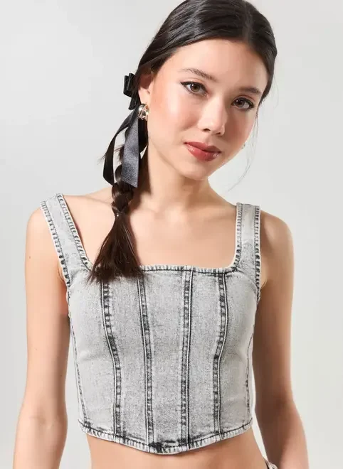 Cropped Corsetado Jeans