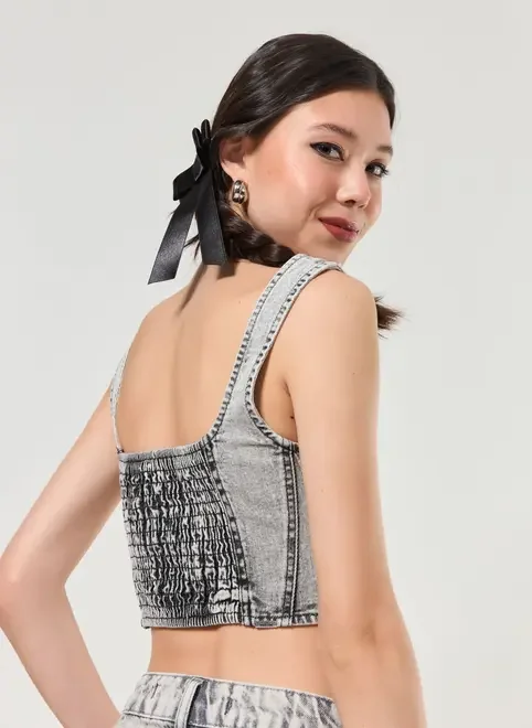 Cropped Corsetado Jeans