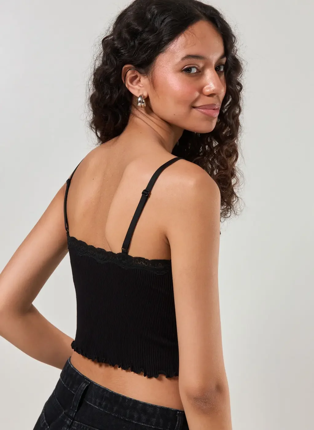 Regata Cropped Poliamida Seamless Renda