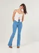 Calça Flare Jeans Com Elastano