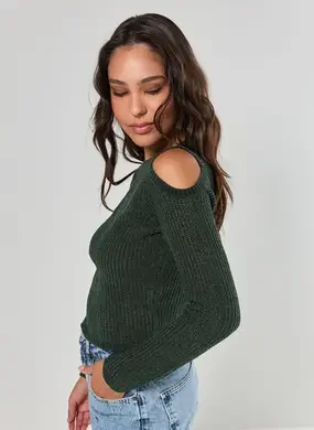 Blusa Manga Longa Chenille Verde