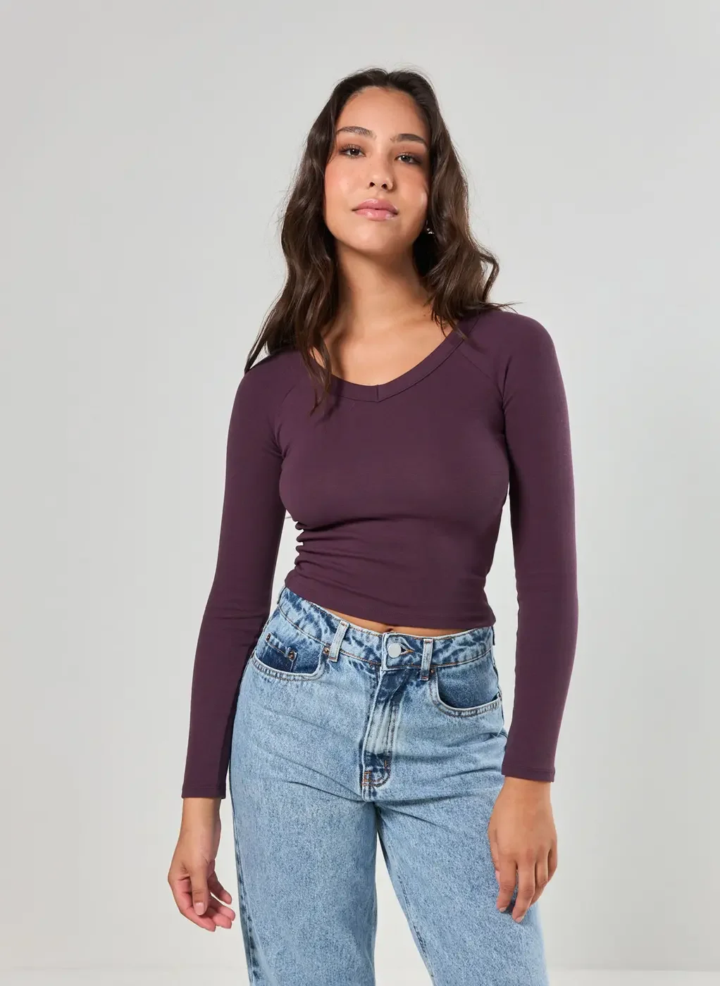 Blusa Manga Longa Decote V