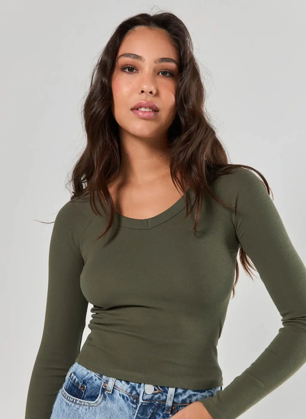 Blusa Manga Longa Decote V