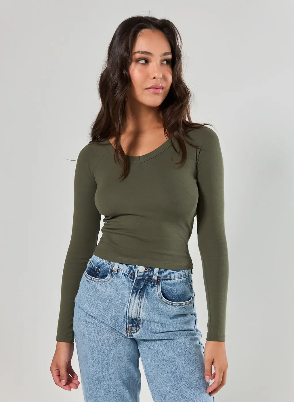 Blusa Manga Longa Decote V