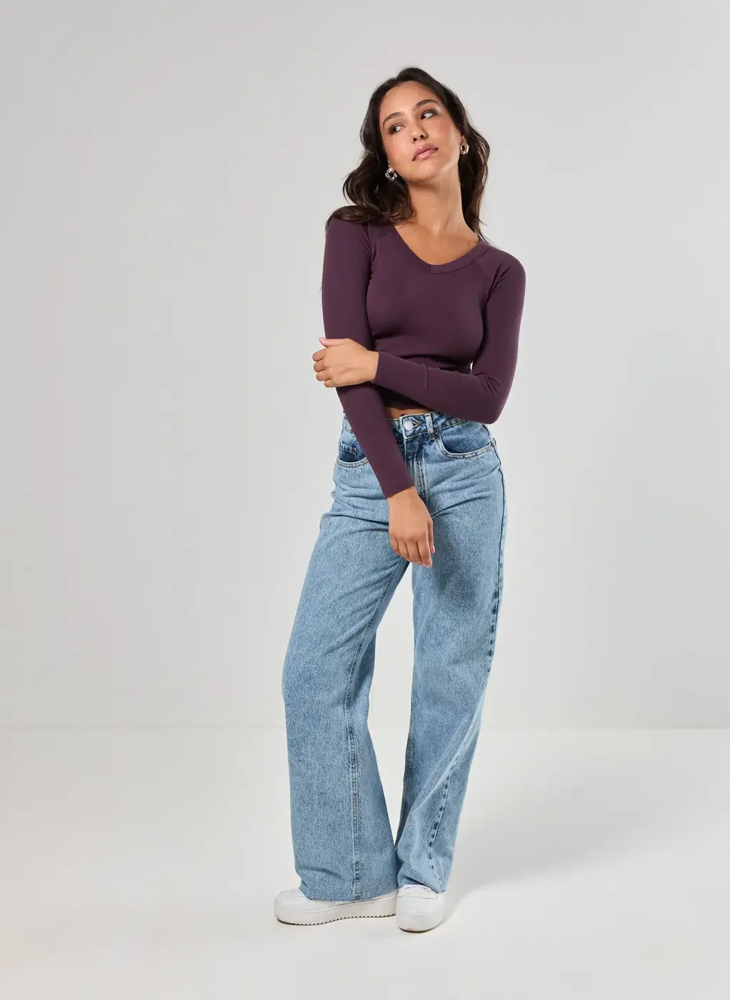 Blusa Manga Longa Decote V