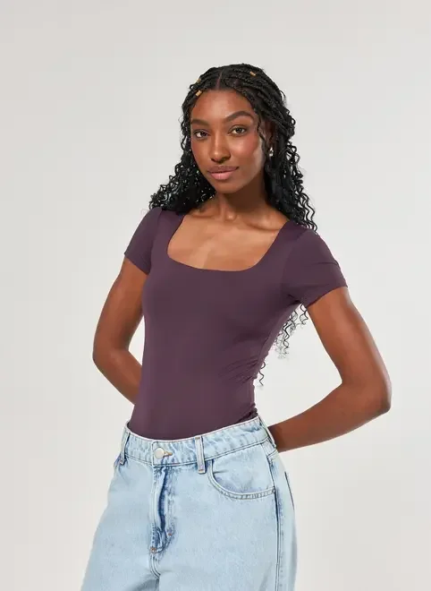 Body Poliamida Decote Reto