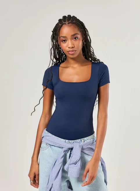 Body Poliamida Decote Reto