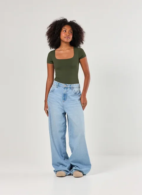 Body Poliamida Decote Reto