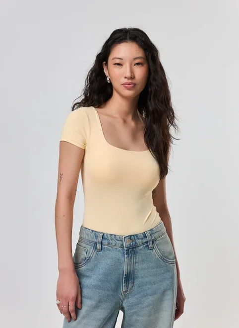 Body Poliamida Decote Reto