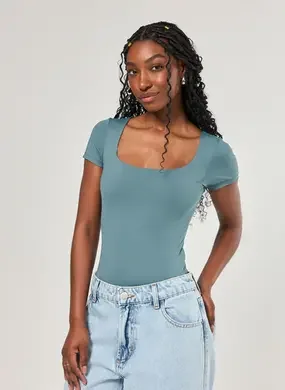 Body Poliamida Decote Reto