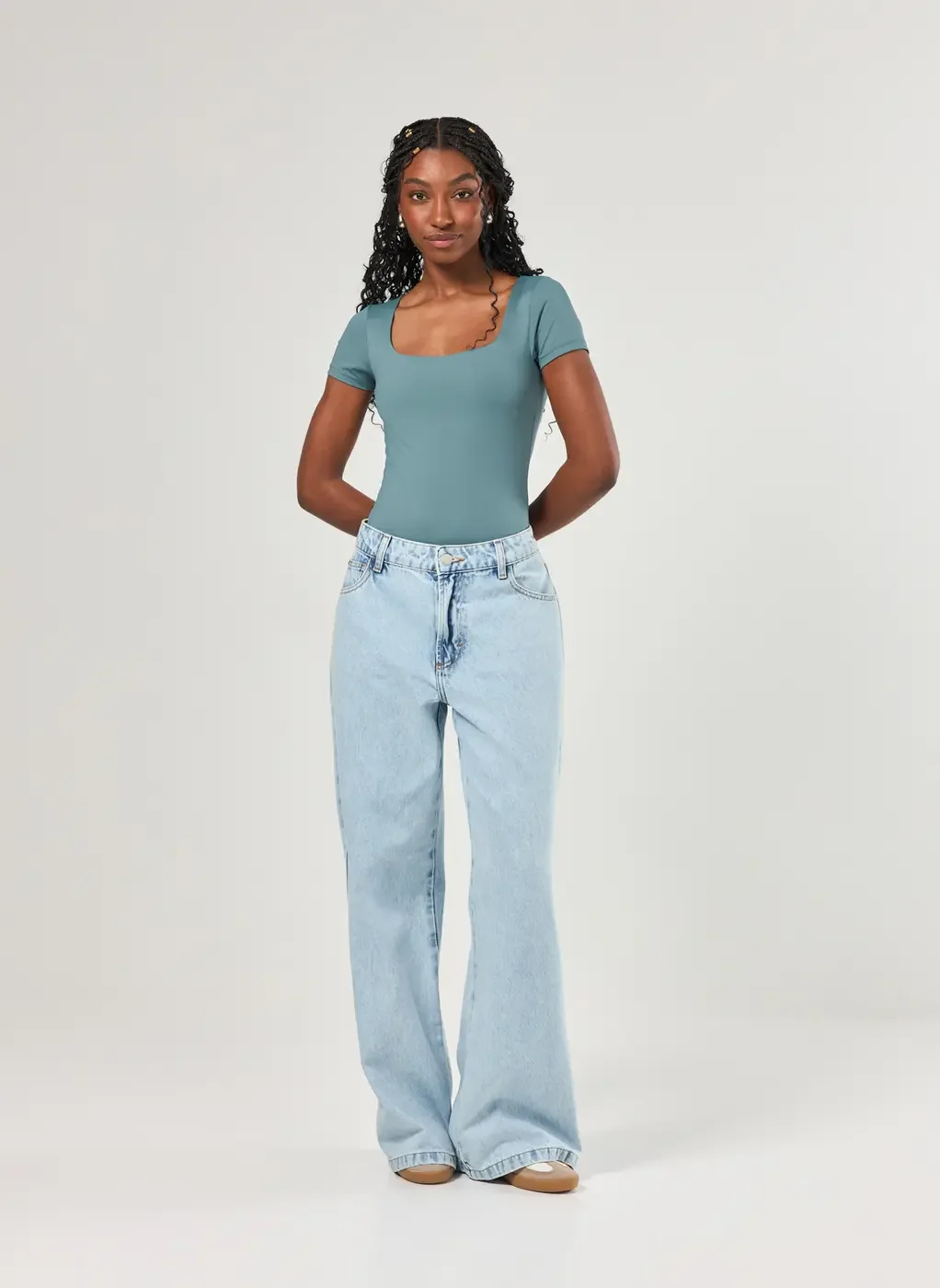 Body Poliamida Decote Reto