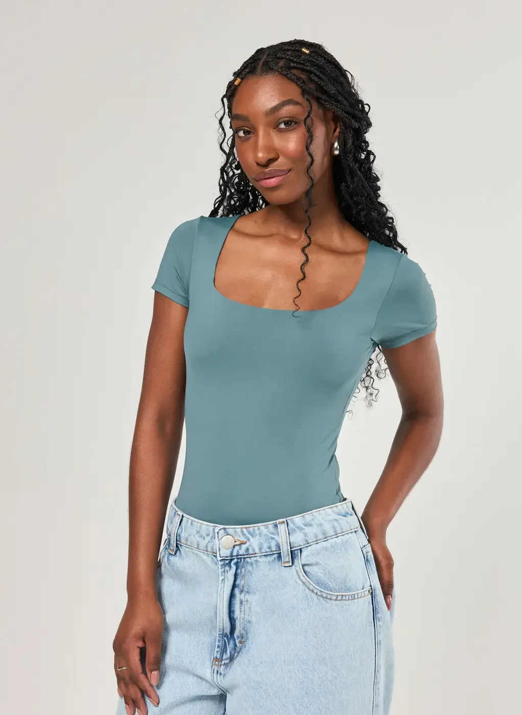 Body Poliamida Decote Reto