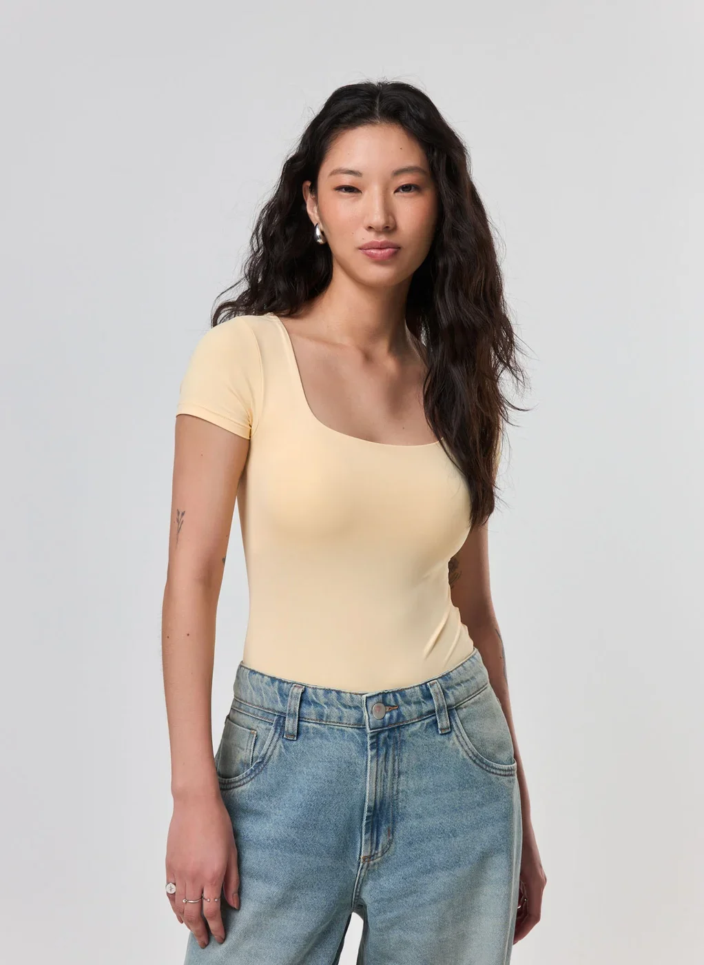 Body Poliamida Decote Reto