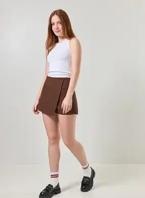 Short Saia Alfaiataria Cós Assimétrico
