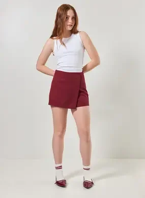 Short Saia Alfaiataria Cós Assimétrico