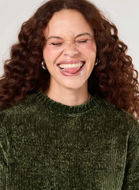 Blusa Manga Longa Tricô Cinza