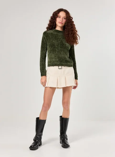 Blusa Manga Longa Tricô Cinza