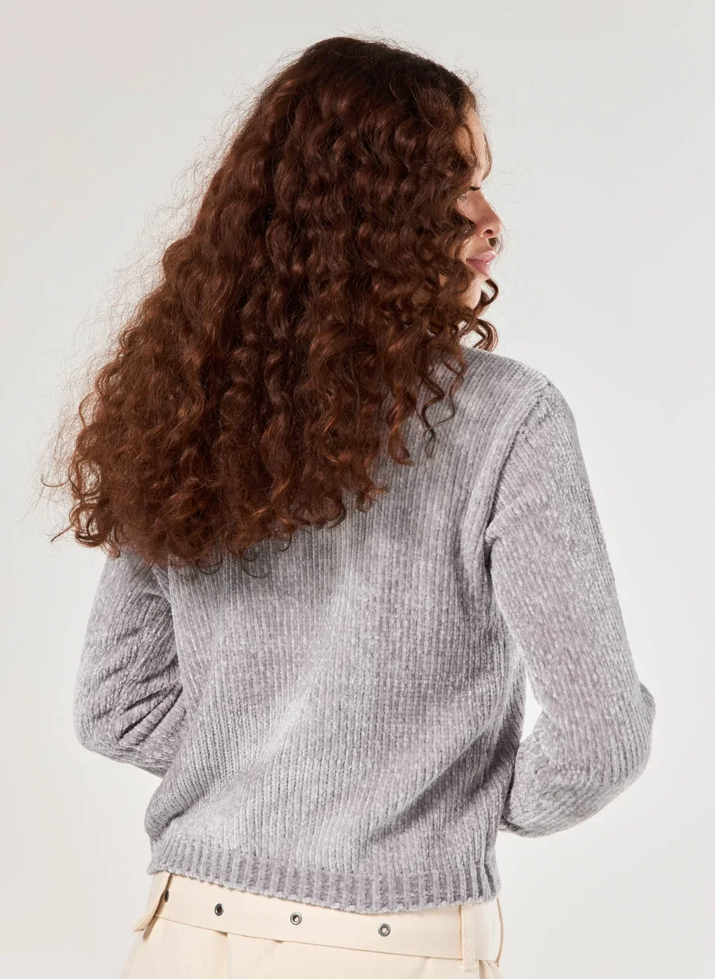 Blusa Manga Longa Tricô Cinza