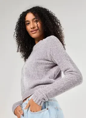 Blusa Manga Longa Tricô Cinza