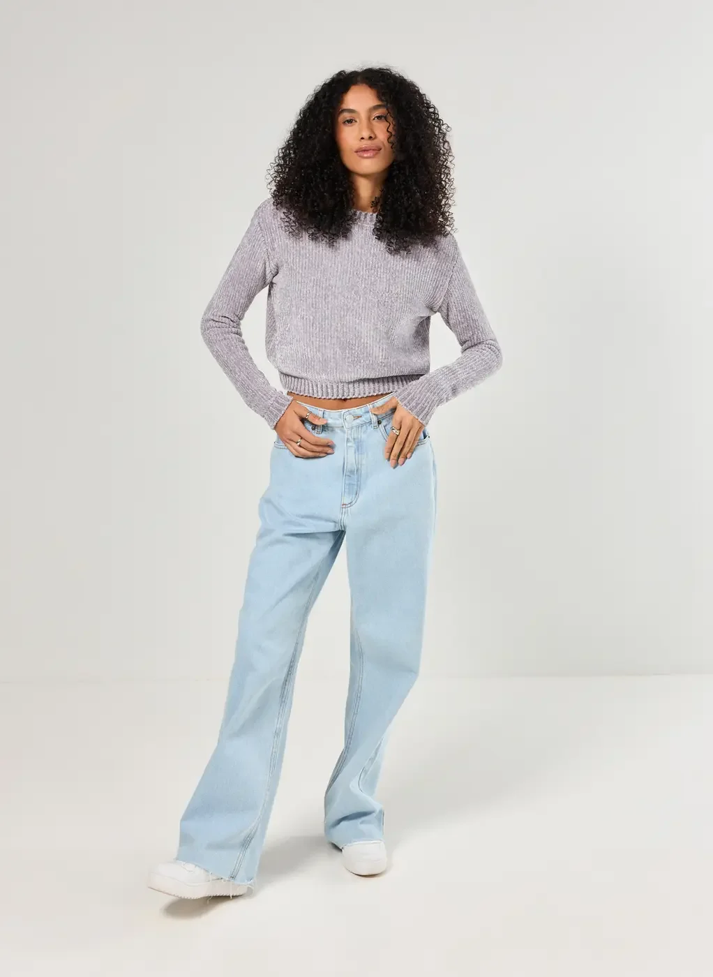 Blusa Manga Longa Tricô Cinza