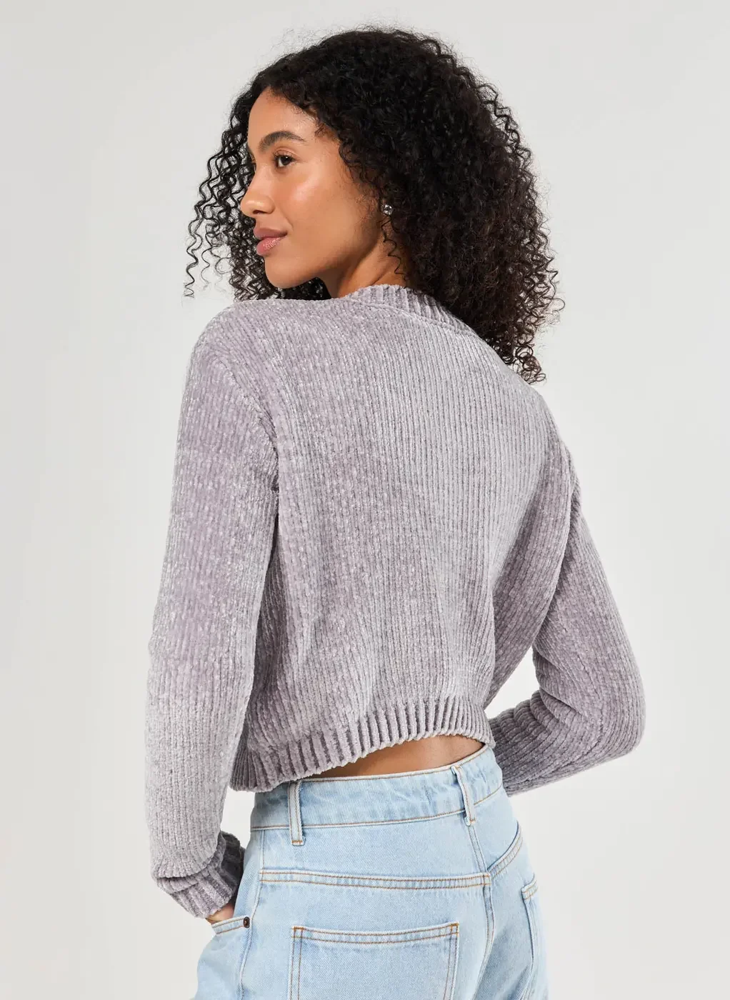 Blusa Manga Longa Tricô Cinza