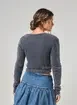 Cardigan Cropped Cinza Pelinhos