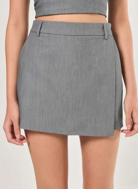 Short Saia Alfaiataria Cinza