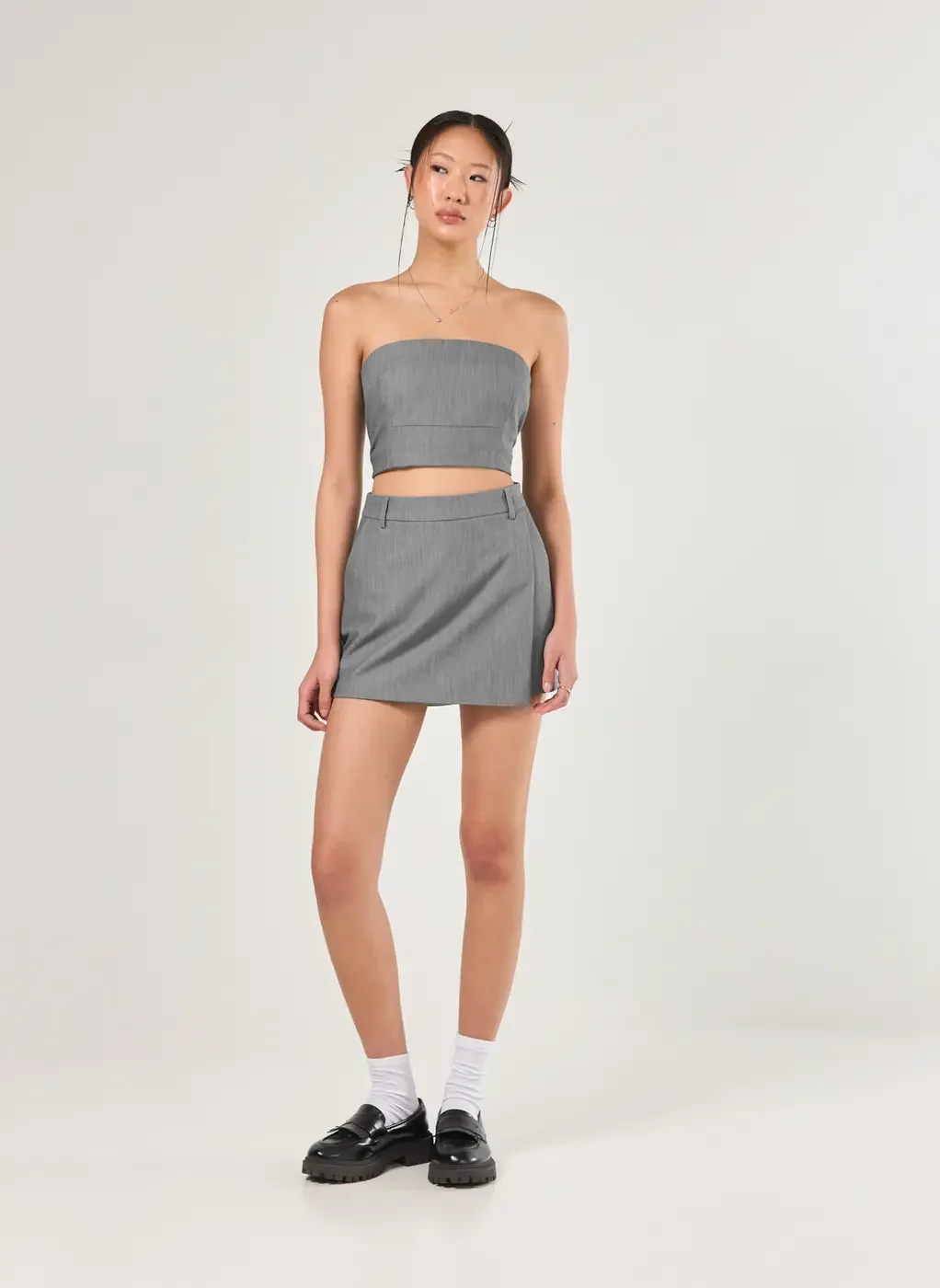 Short Saia Alfaiataria Cinza