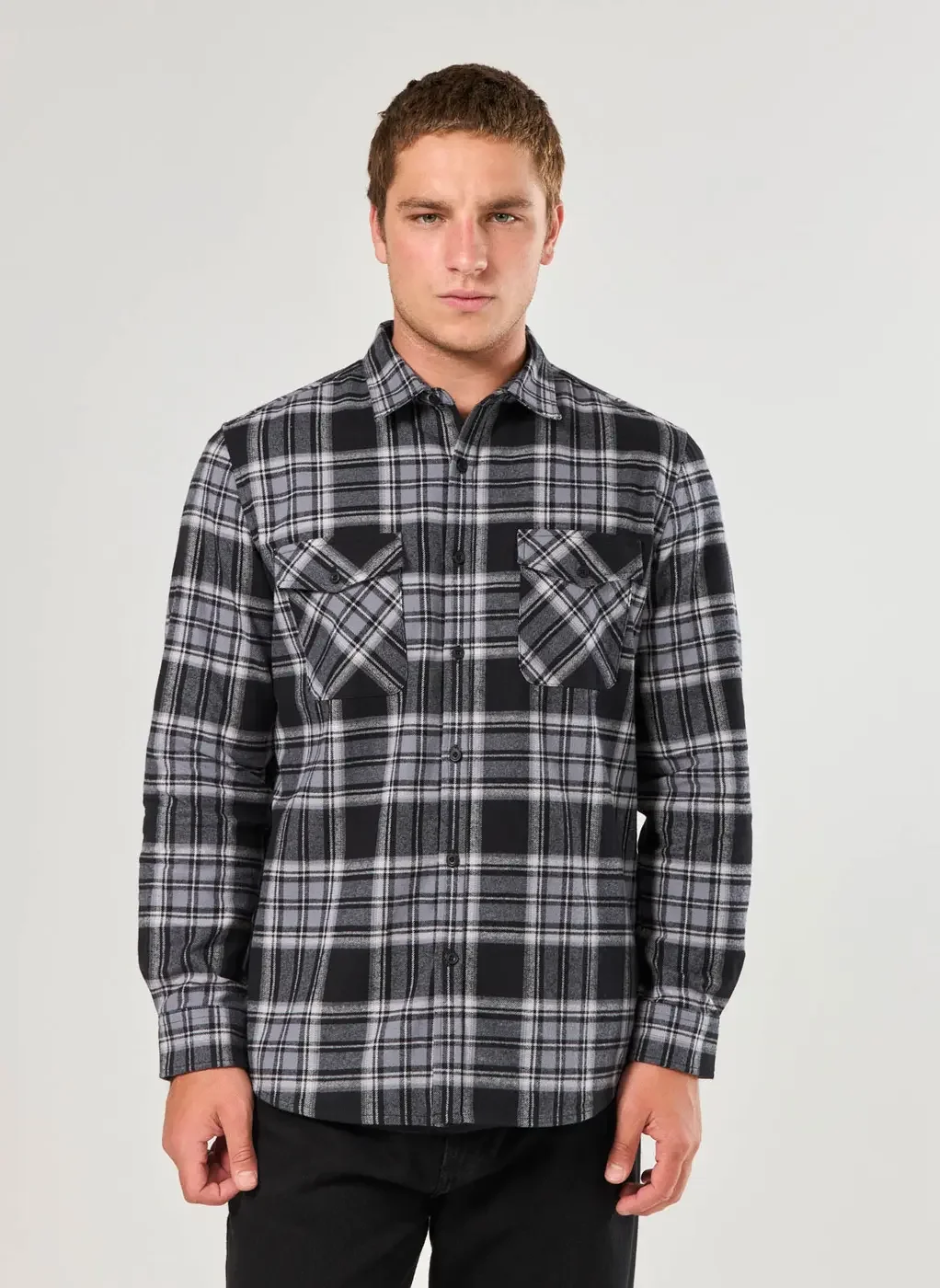 Camisa Xadrez Manga Longa Estruturada