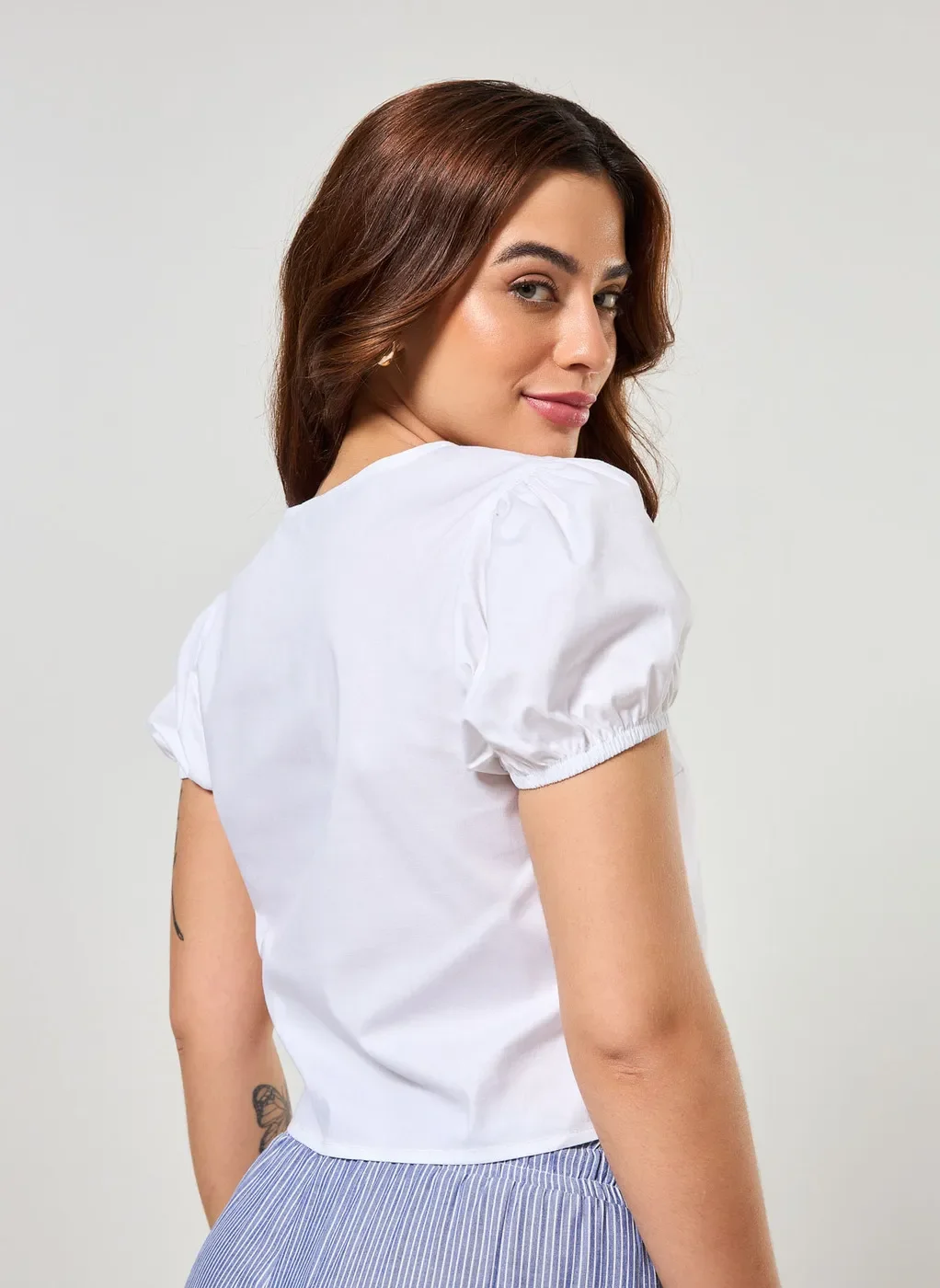 Blusa Amarração Lacinhos Off-White