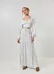 Saia Longa Off-White Flores Azuis