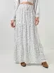 Saia Longa Off-White Flores Azuis