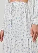 Saia Longa Off-White Flores Azuis