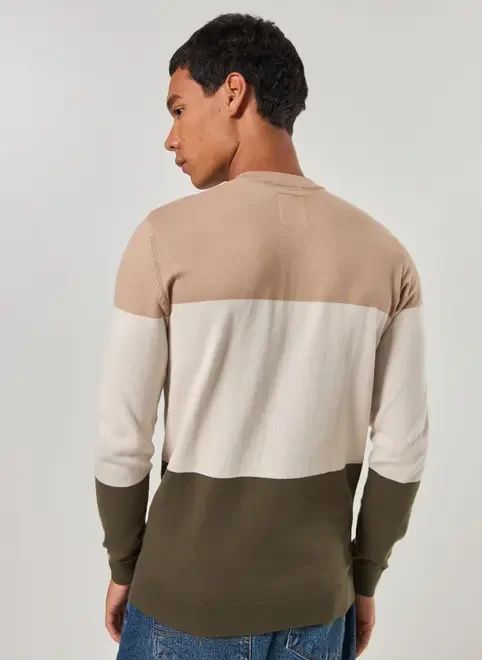 Blusa De Manga Longa Listrada Em Tricô