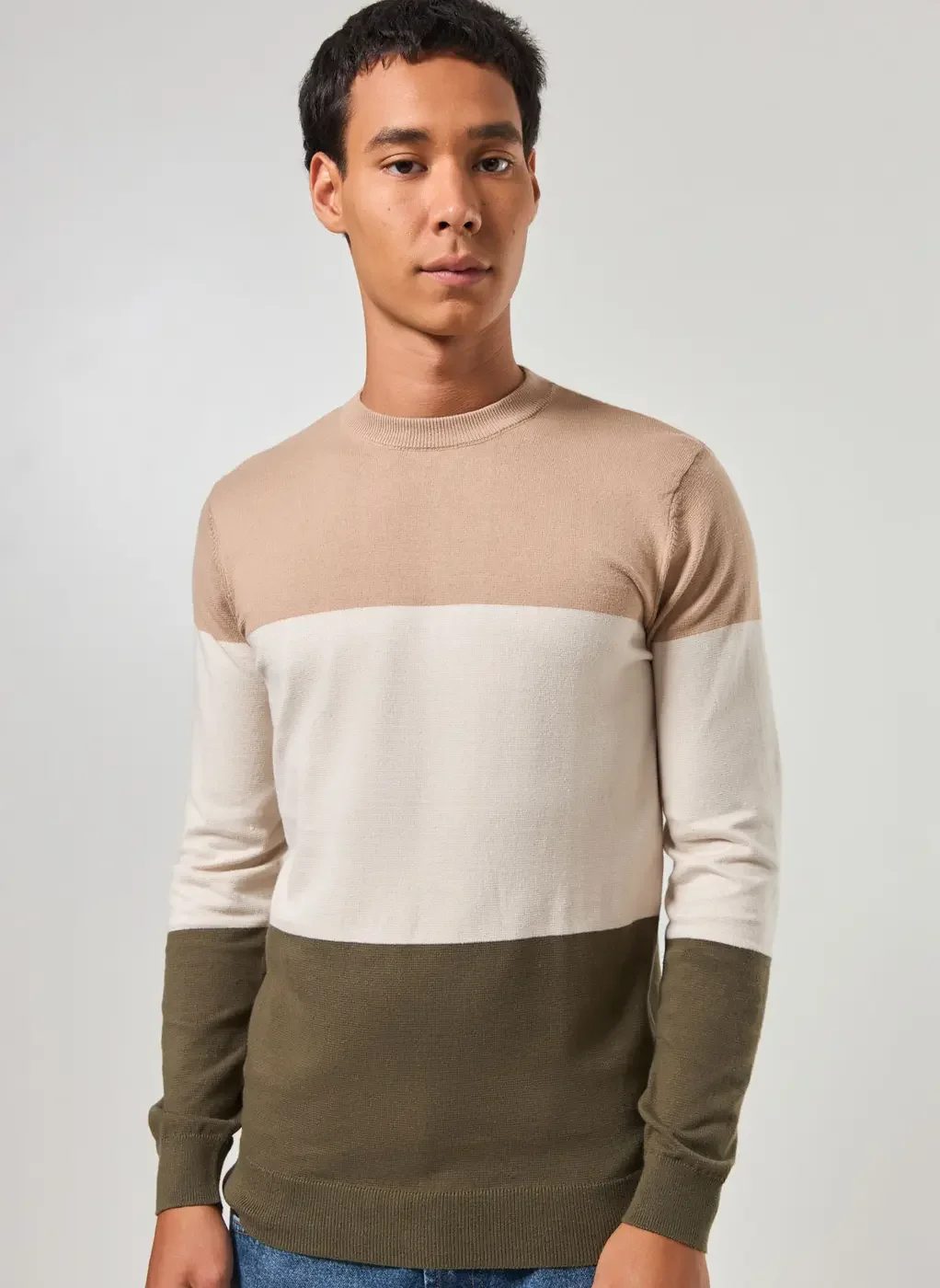 Blusa De Manga Longa Listrada Em Tricô