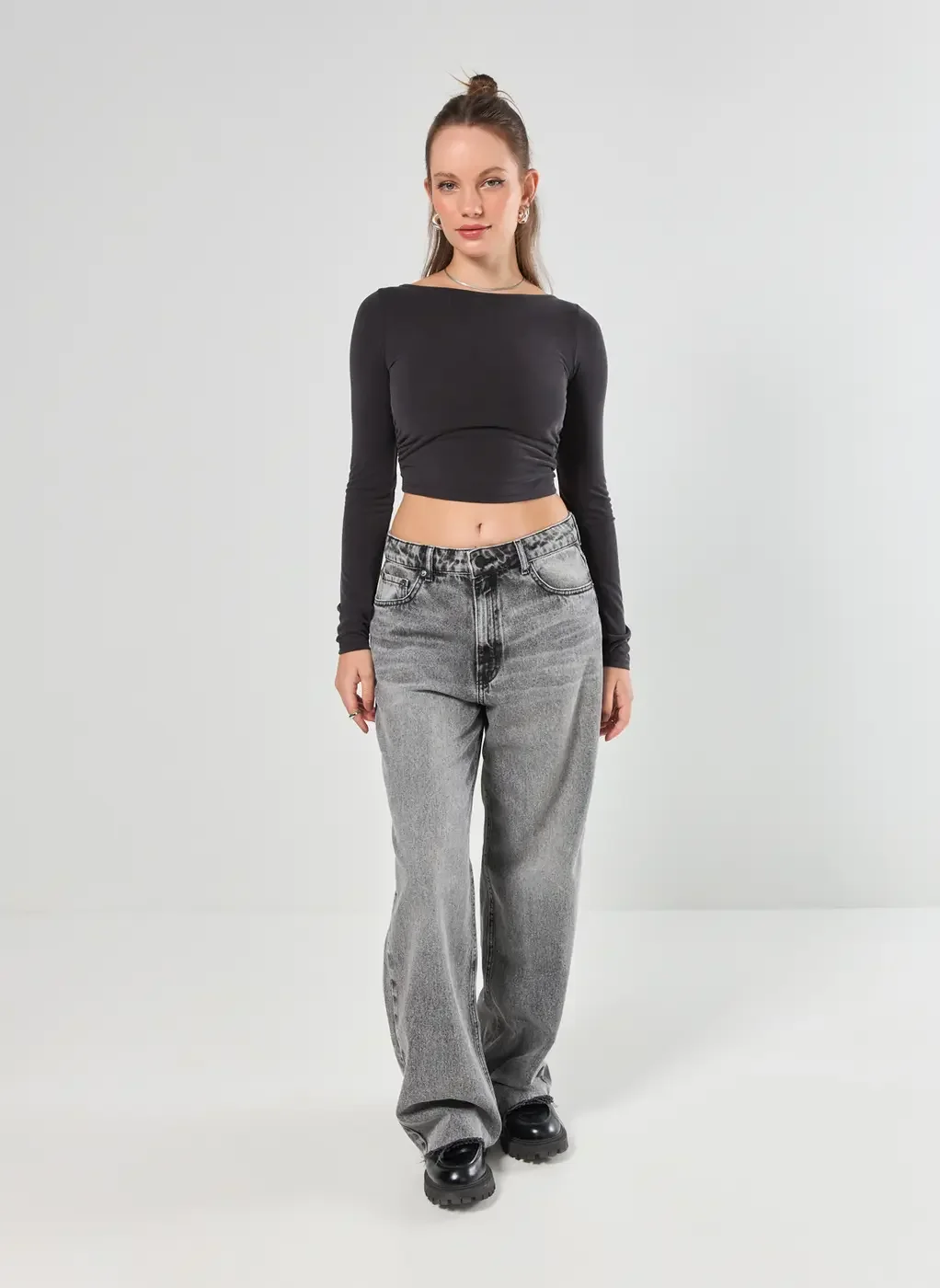 Blusa Manga Longa Decote Canoa