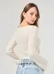 Blusa Manga Longa Textura Busto Franzido