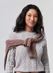Blusa Manga Longa Cropped Tricô Vazado