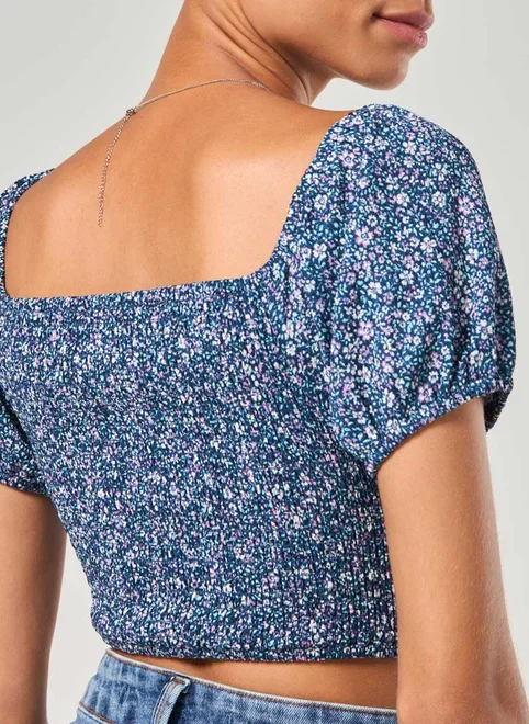 Cropped Azul-Marinho Florido