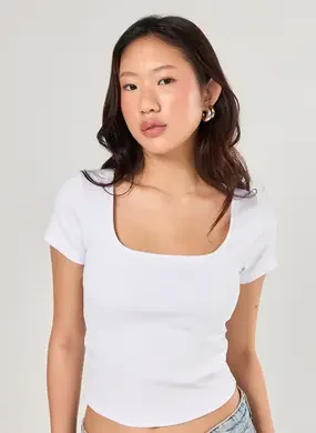 Blusa De Ribana Decote Quadrado