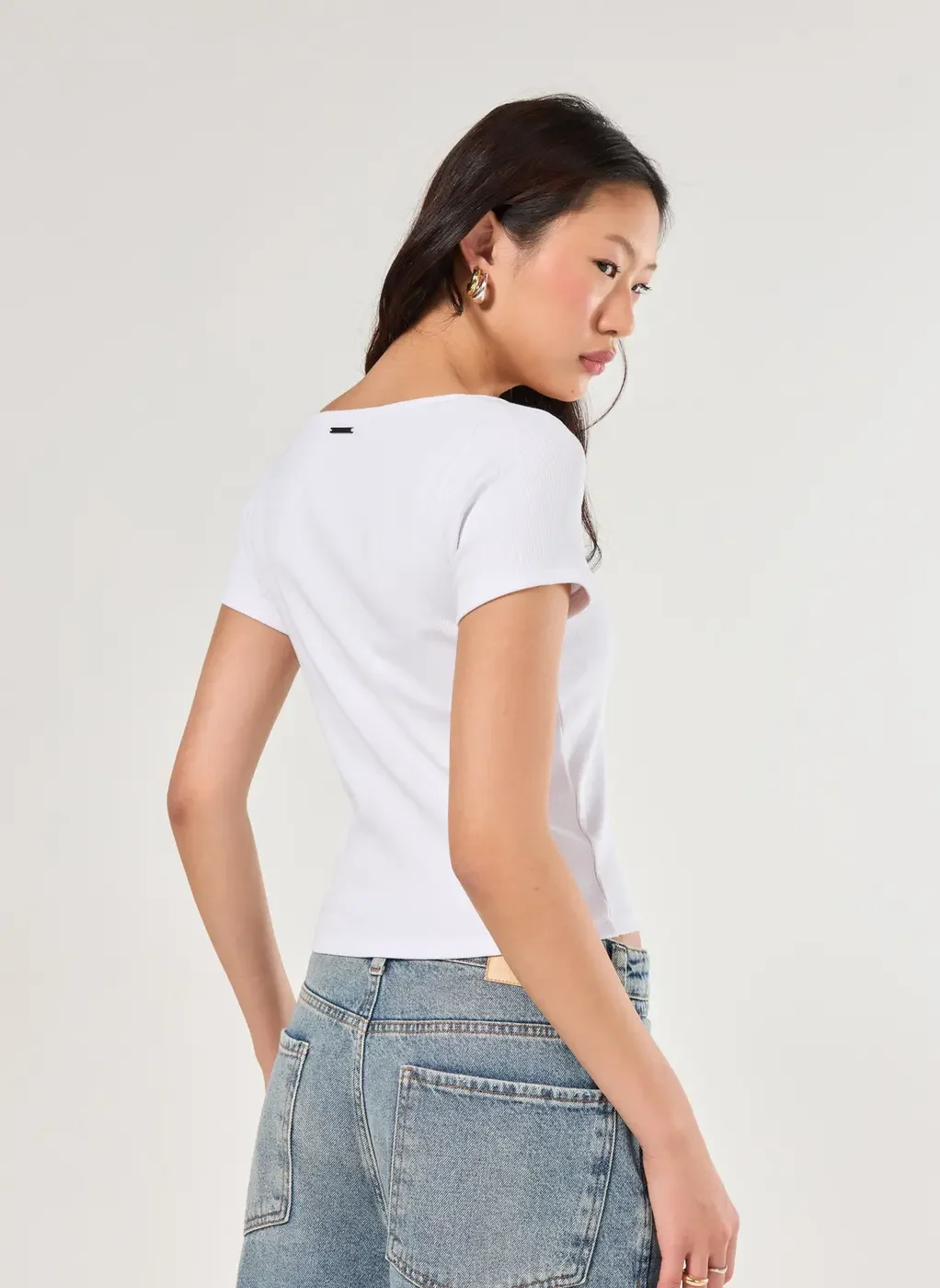 Blusa De Ribana Decote Quadrado