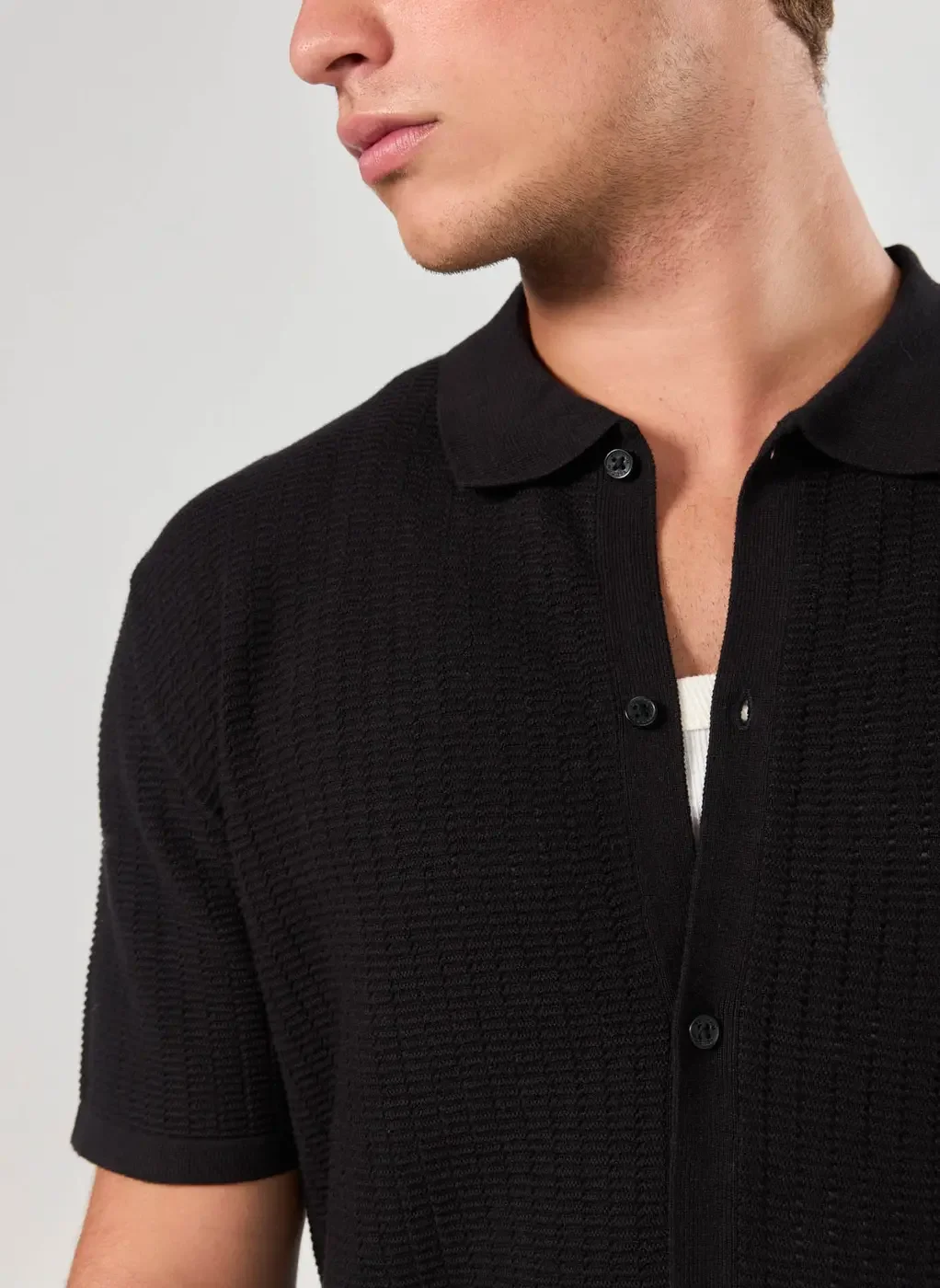 Camisa Manga Curta Malha Retilínea