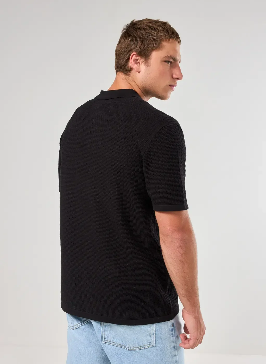 Camisa Manga Curta Malha Retilínea