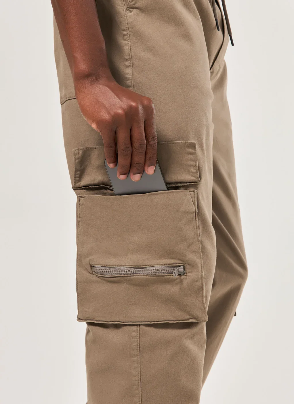 Calça Sarja Reta Cargo Com Cadarço