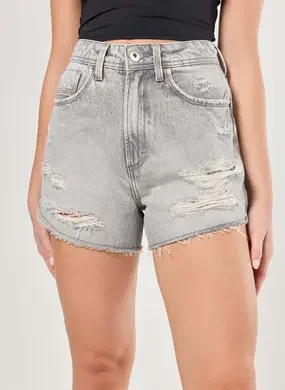 Short Jeans Cinza Desfiado