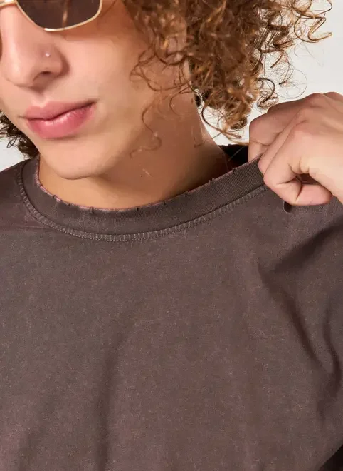 Camiseta Cropped Oversized Marmorizada