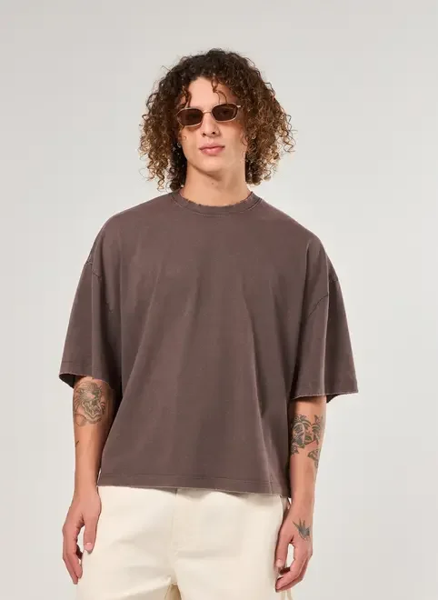 Camiseta Cropped Oversized Marmorizada