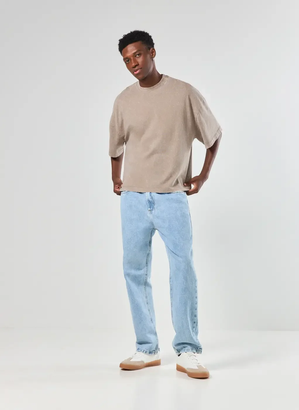 Camiseta Cropped Oversized Marmorizada