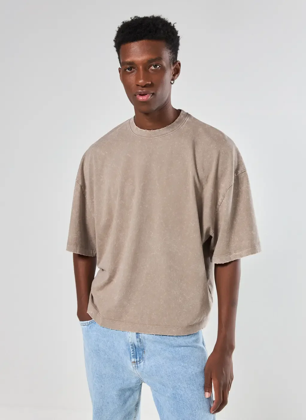 Camiseta Cropped Oversized Marmorizada