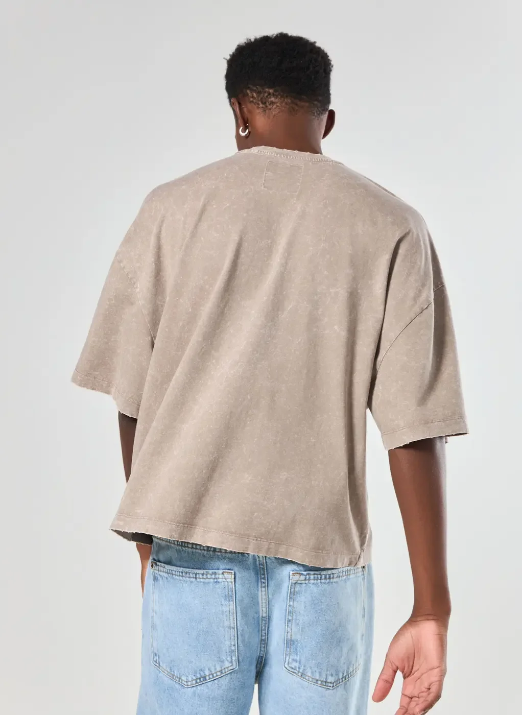 Camiseta Cropped Oversized Marmorizada